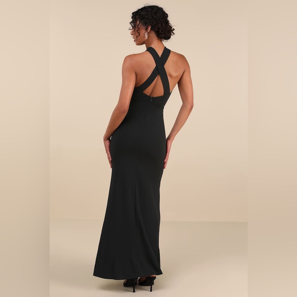 Lulus Keep You Enchanted Light Grey Purple Halter Cutout Maxi Dress